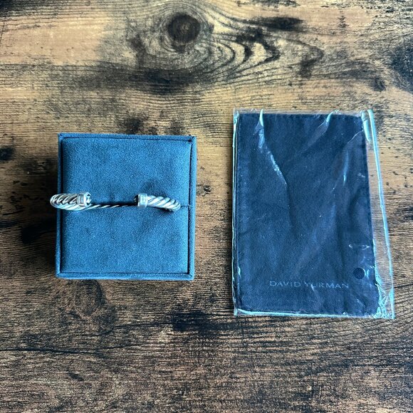 David Yurman Cable Cuff Bracelet w/ Sterling Silver & Black Diamonds - Medium - Picture 2 of 16